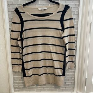 EUC Ann Taylor Loft Lightweight Striped Sweater with Lace